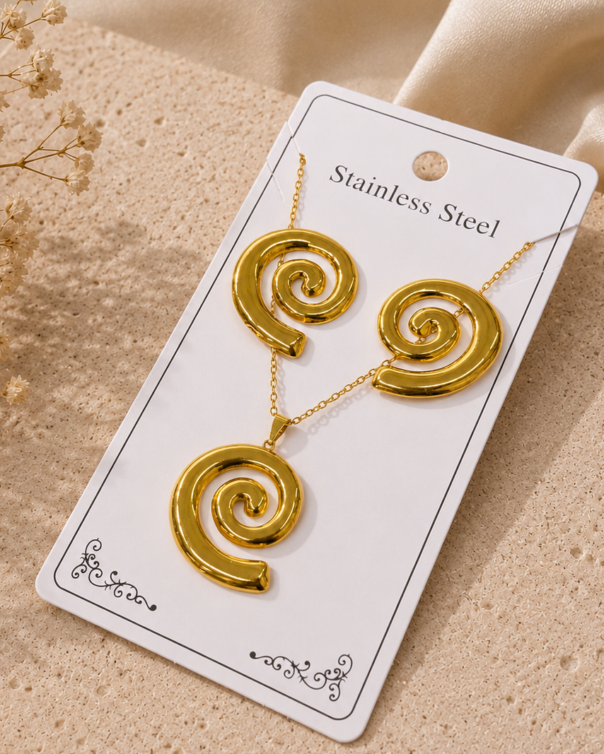 Conjunto espiral dorado acero inoxidable