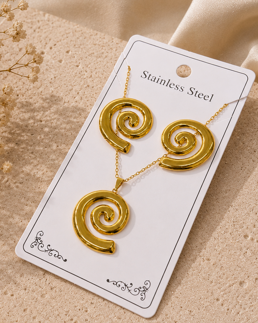 Conjunto espiral dorado acero inoxidable