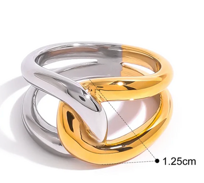 Anillo Cruzado Oro y Plata