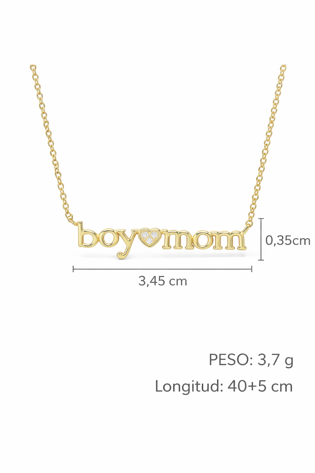 Collar Boy Mom con corazón de zirconias chapa de oro