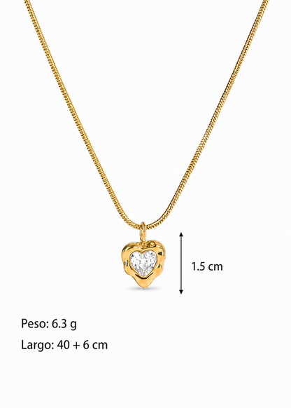 Collar corazón con contorno cadena serpiente acero Inoxidable 316