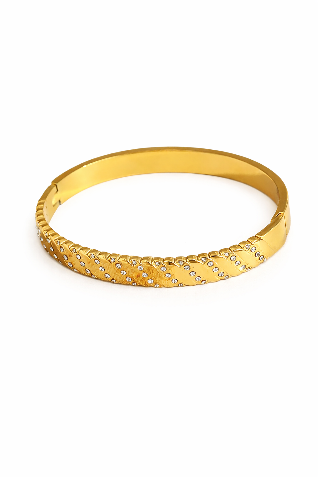 Pulsera esclava ondulada con zirconias acero inoxidable