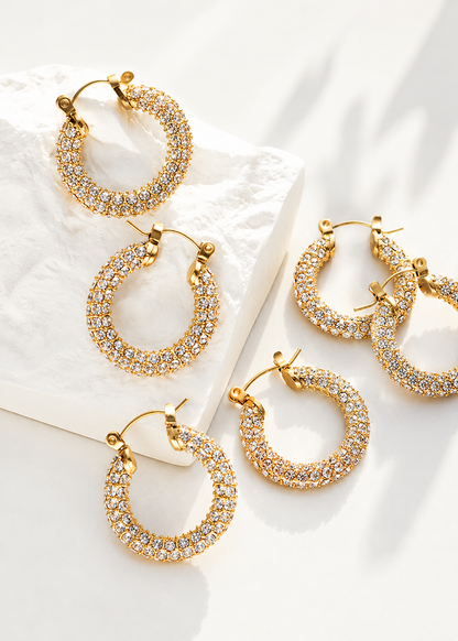 Aretes arracadas con zirconias acero inoxidable