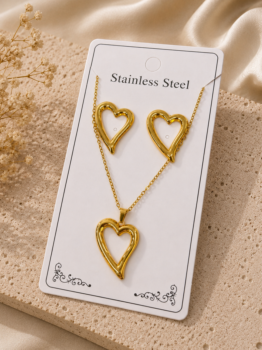 Conjunto corazón abierto acero inoxidable