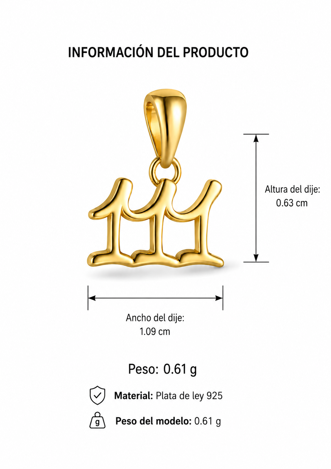 Dijes números angelicales plata 925