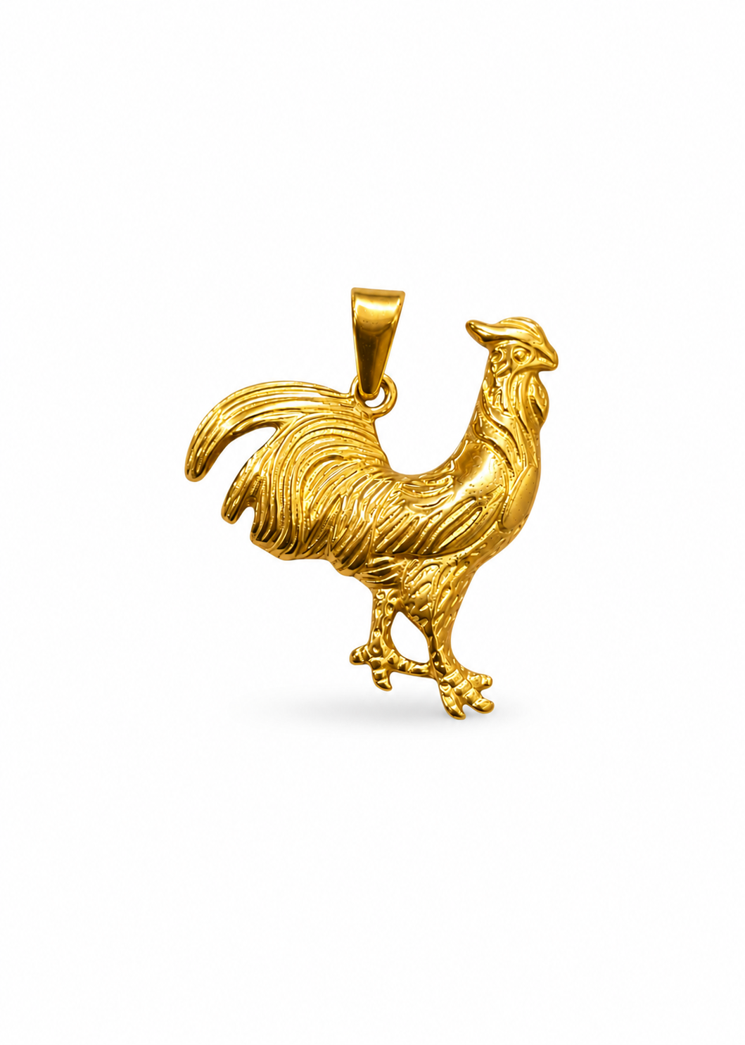 Dije gallo liso dorado acero inoxidable