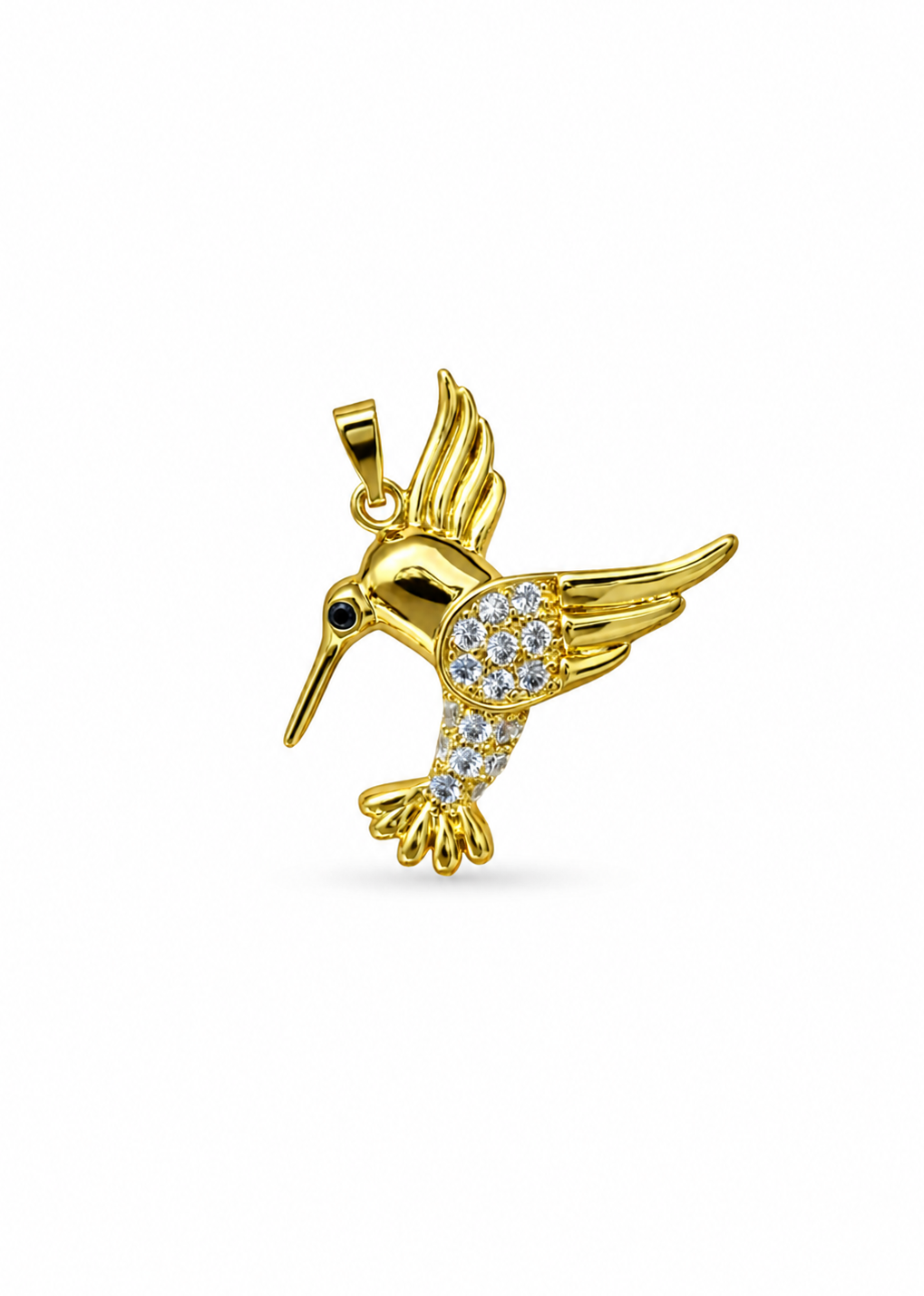 Dije colibrí con zirconias acero inoxidable