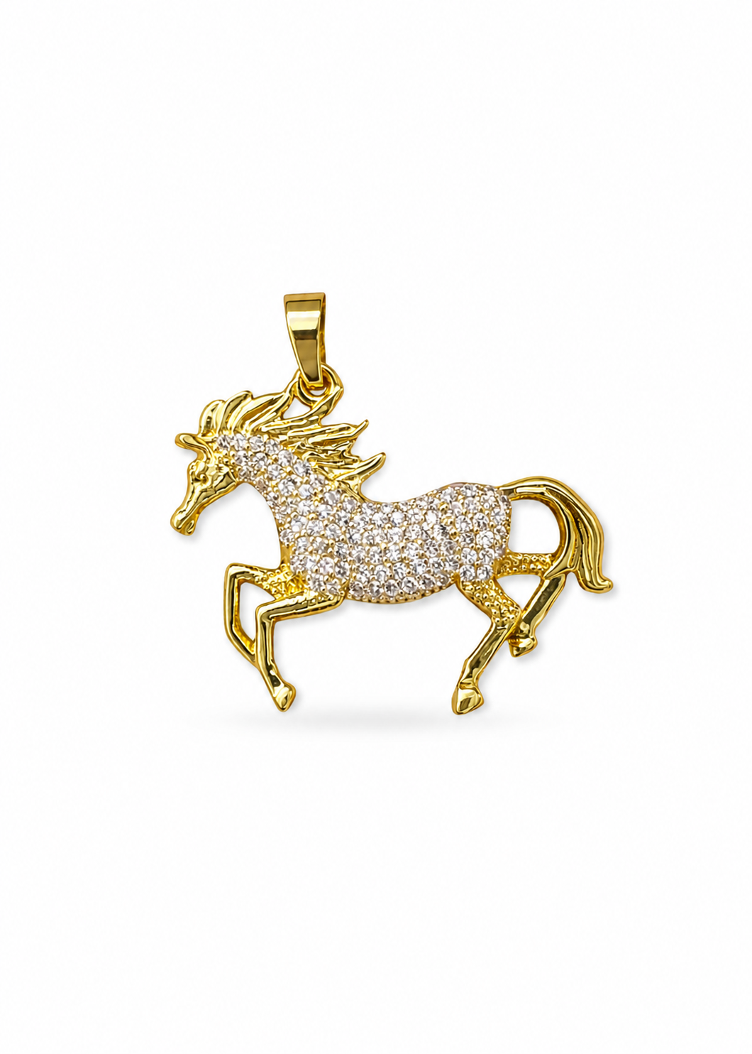 Dije caballo con zirconias acero inoxidable