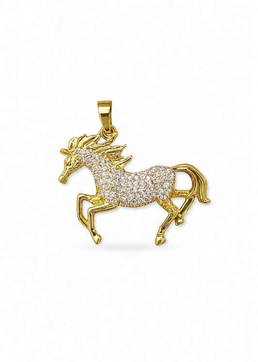 Dije caballo con zirconias acero inoxidable