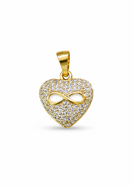 Dije corazón con infinito y zirconias acero inoxidable