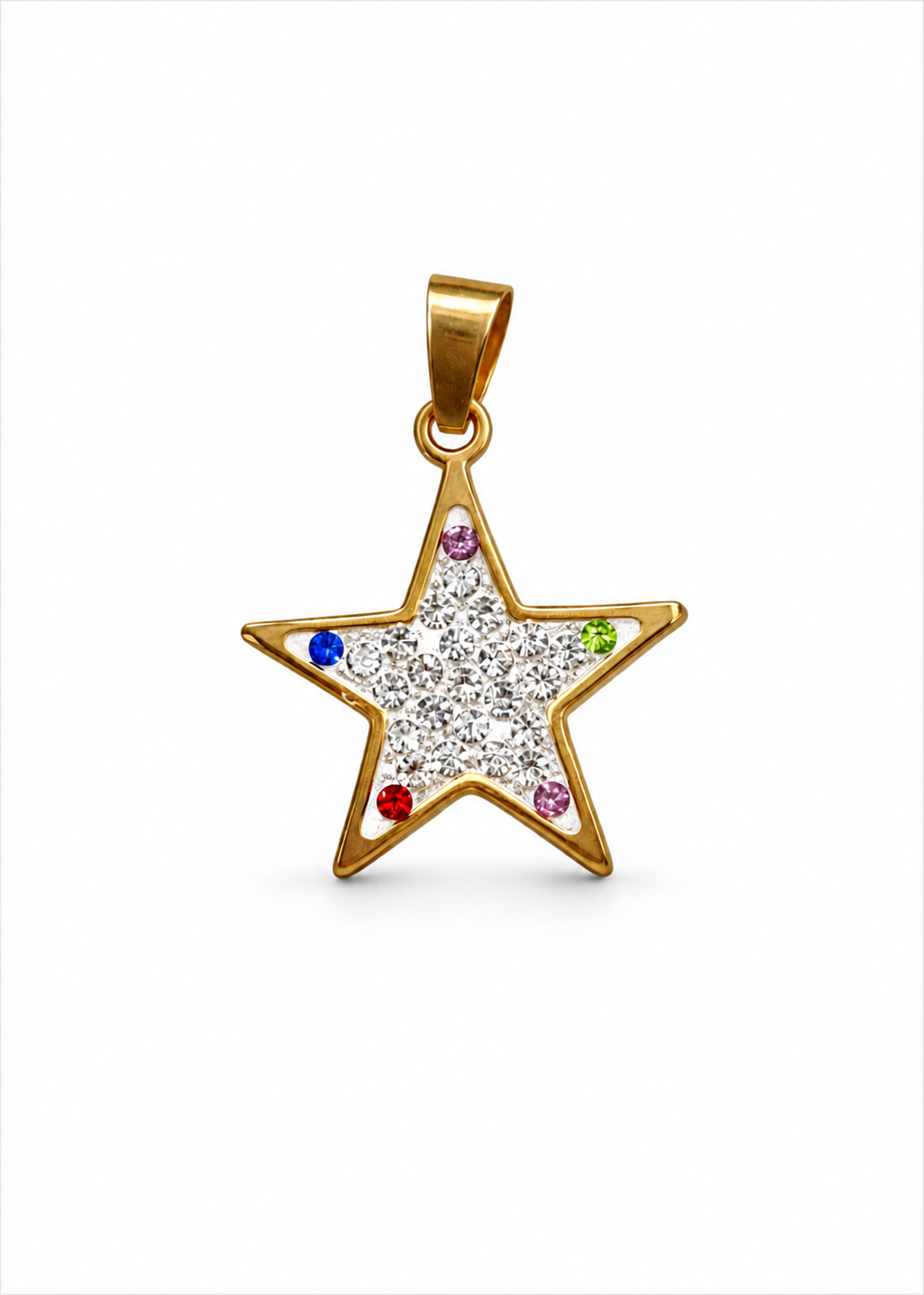 Dije estrella con zirconias acero inoxidable
