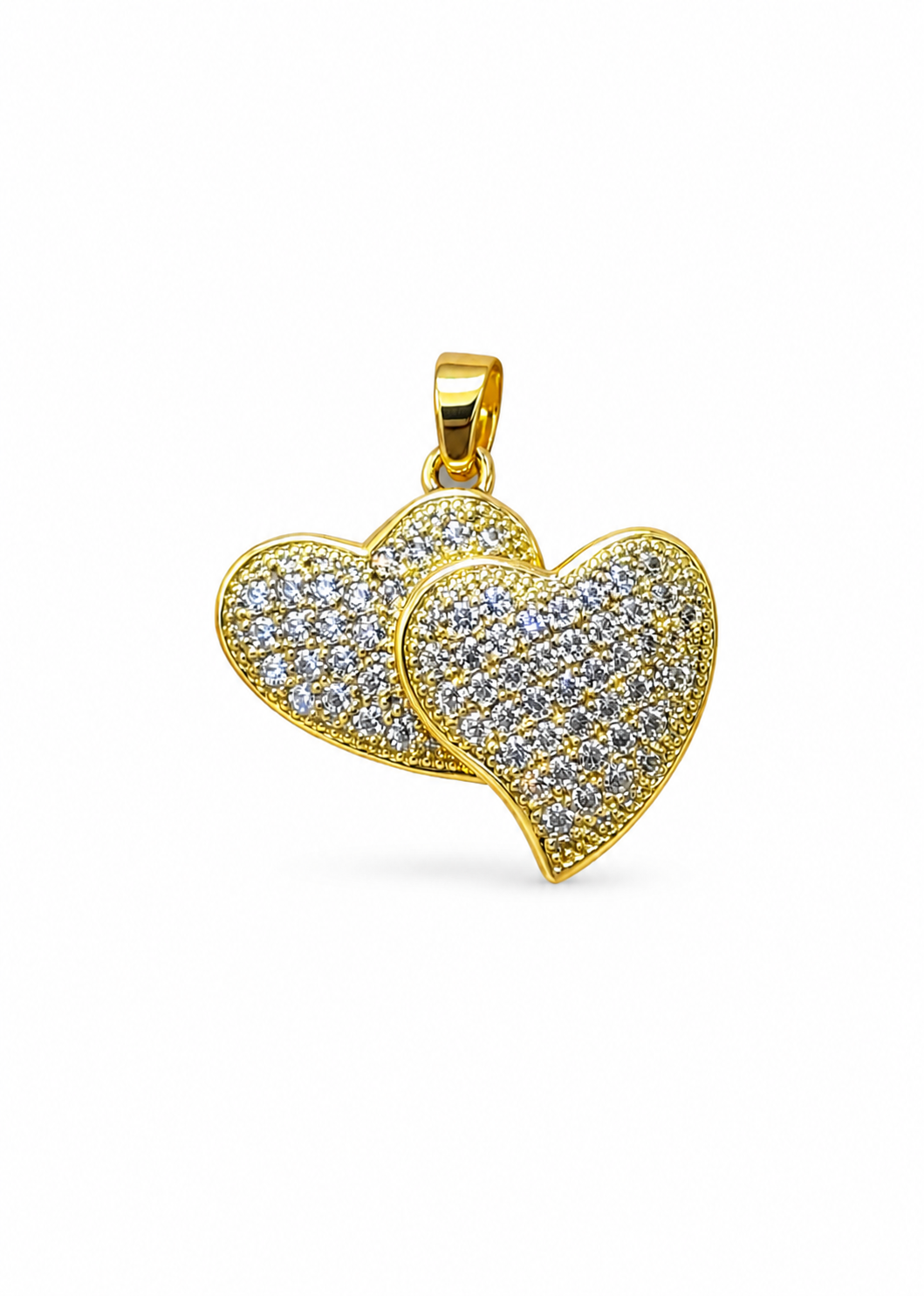 Dije dos corazones con zirconias acero inoxidable