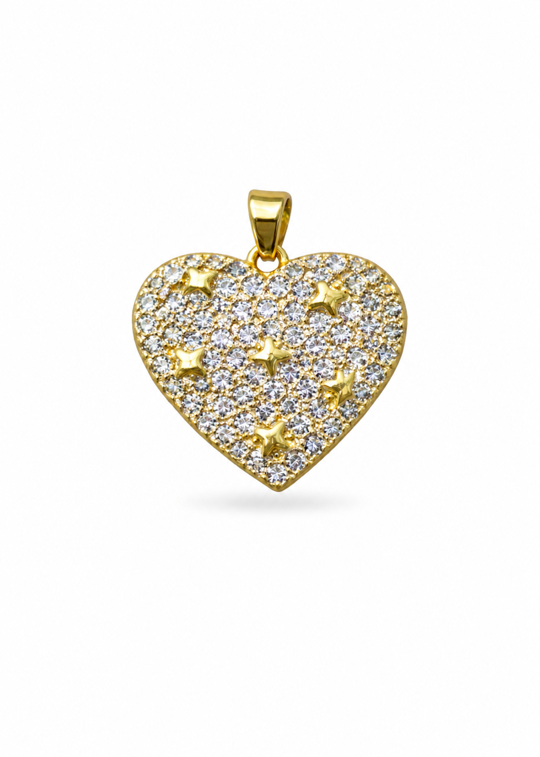 Dije de corazón con estrellas y zirconias acero inoxidable