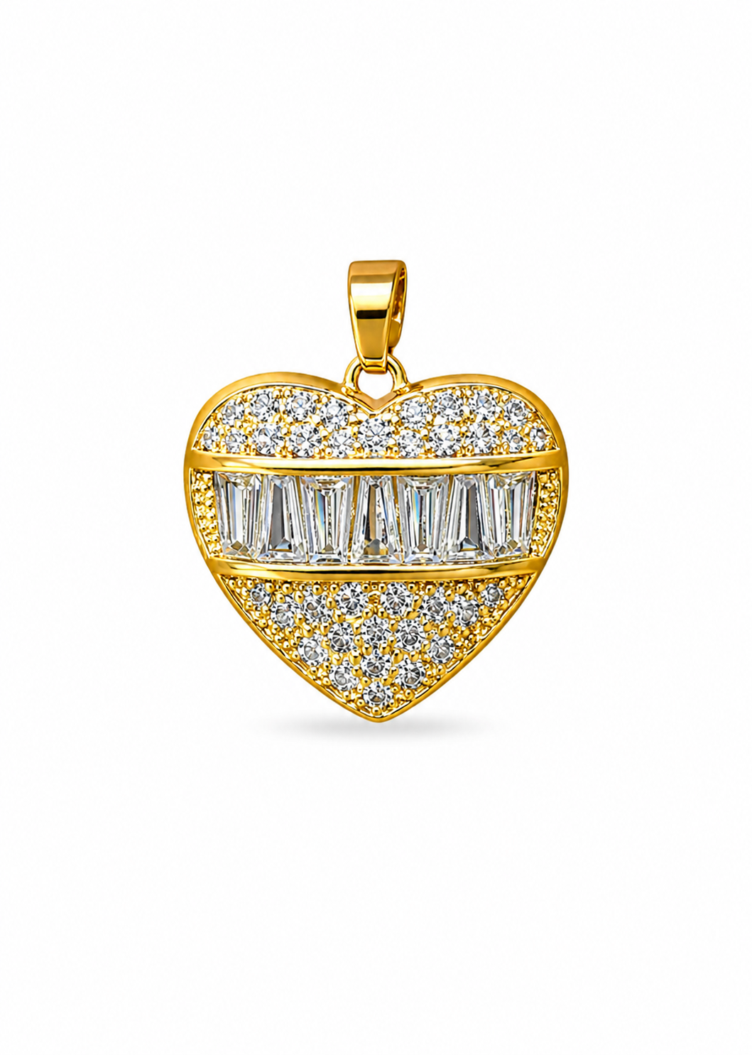 Dije corazón con zirconias y cristales acero inoxidable