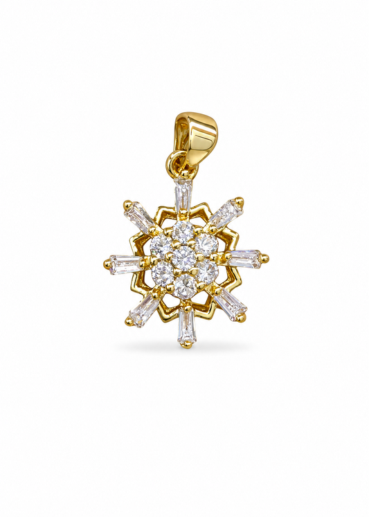 Dije flor con zirconias acero inoxidable