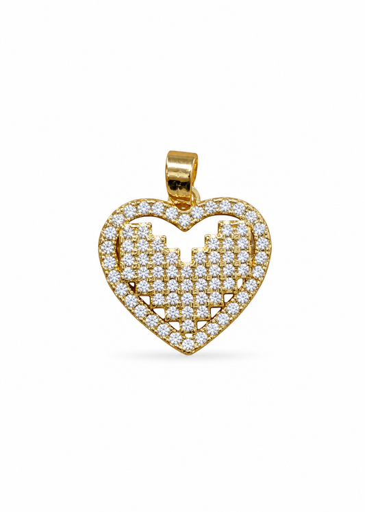 Dije corazón con zirconias acero inoxidable