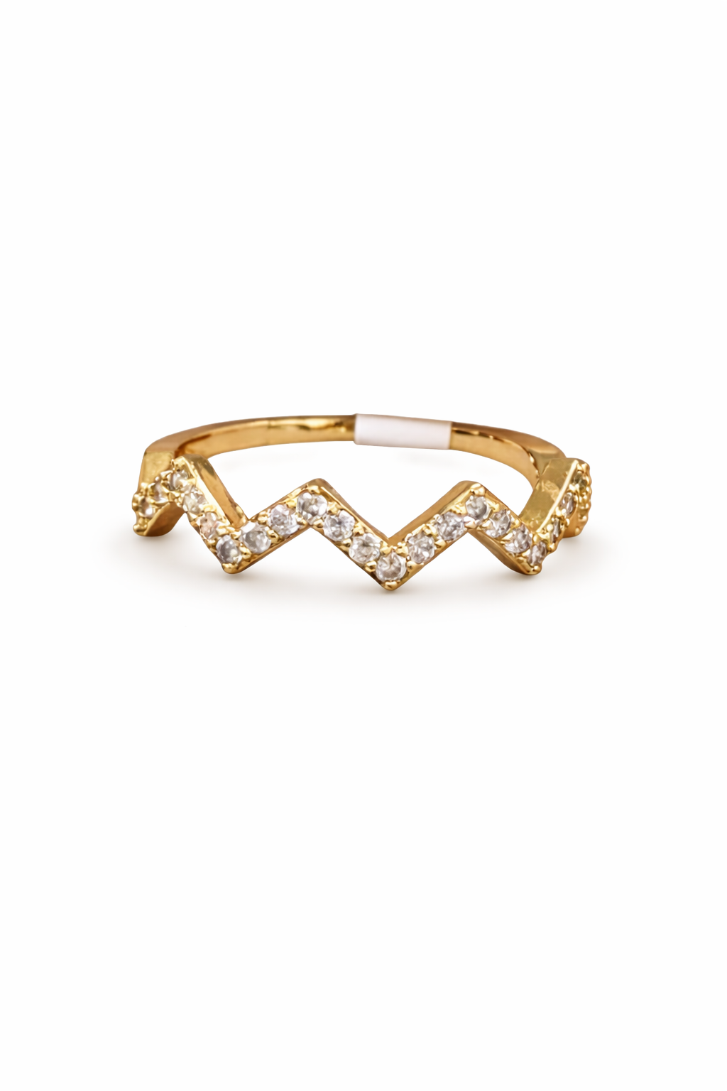 Anillo Zig zag con zirconias chapa de oro