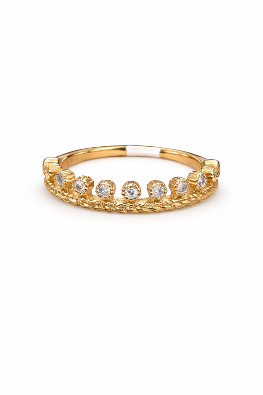Anillo corona chica con zirconias chapa de oro
