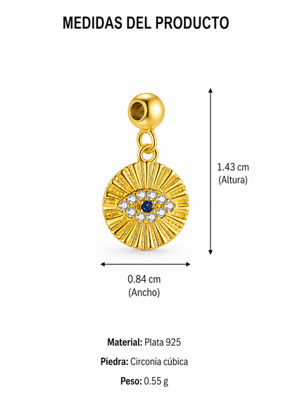 Dije ojo protector redondo con zirconias plata 925
