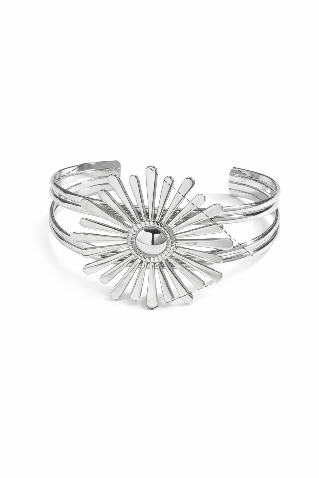 Pulsera plateada flor acero inoxidable