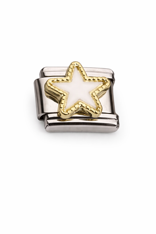 Charm plateado estrella de mar blanca