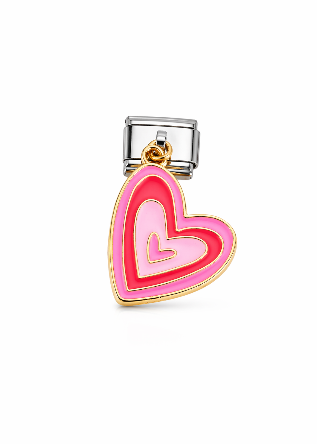 Charm plateado colgante corazón rosa
