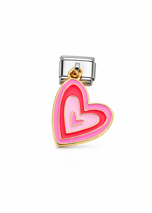 Charm plateado colgante corazón rosa