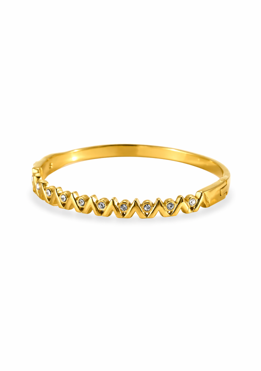 Pulsera esclava zigzag con zirconias acero inoxidable