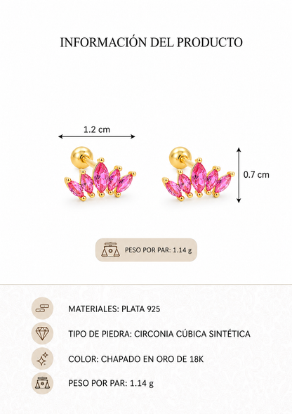 Aretes abanico de circonias plata de ley 925