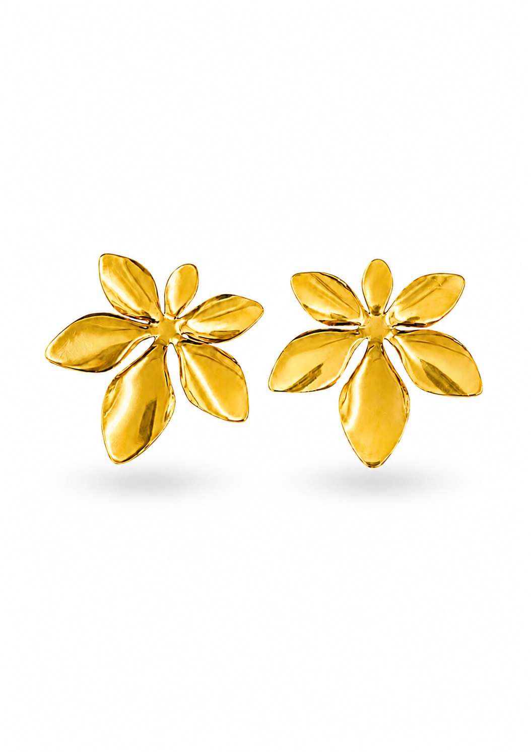 Aretes flor hawaiana dorados acero inoxidable