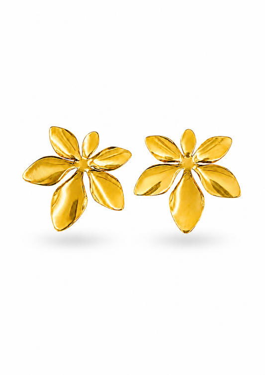 Aretes flor hawaiana dorados acero inoxidable