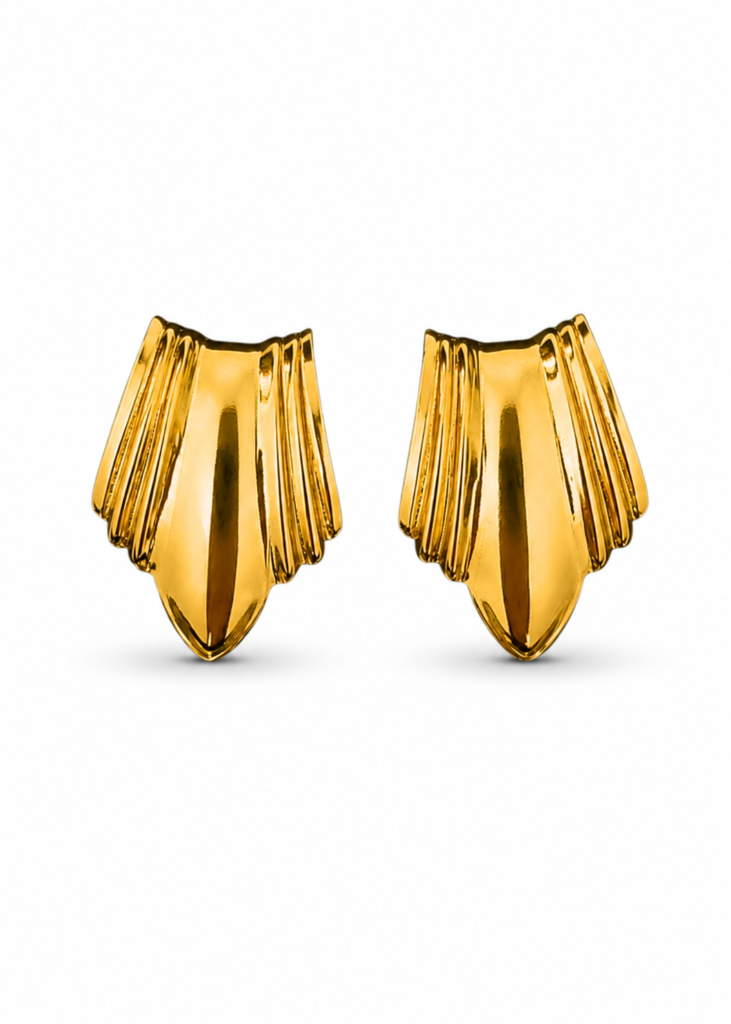 Aretes art déco dorados acero inoxidable