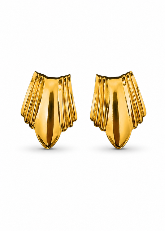 Aretes art déco dorados acero inoxidable