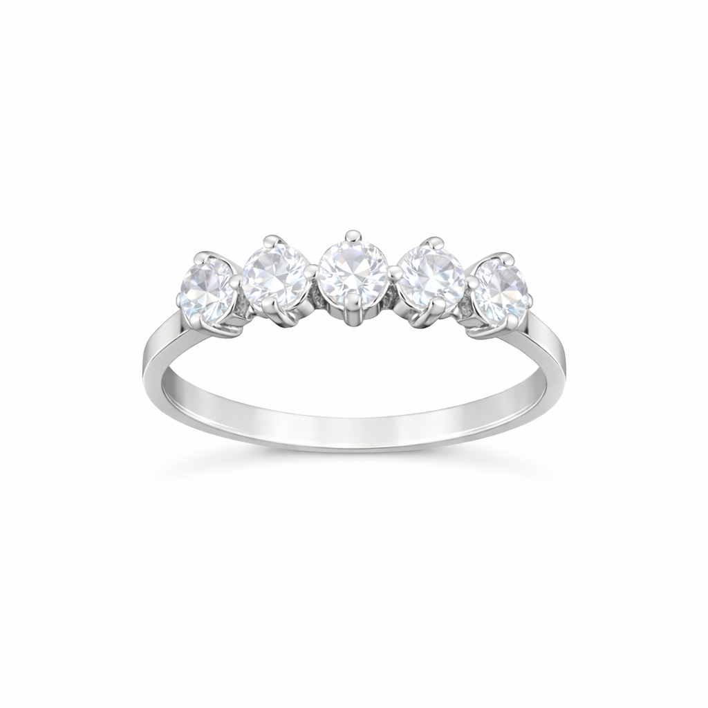 Anillo con cinco zirconias plata
