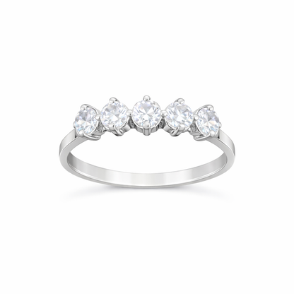 Anillo con cinco zirconias plata