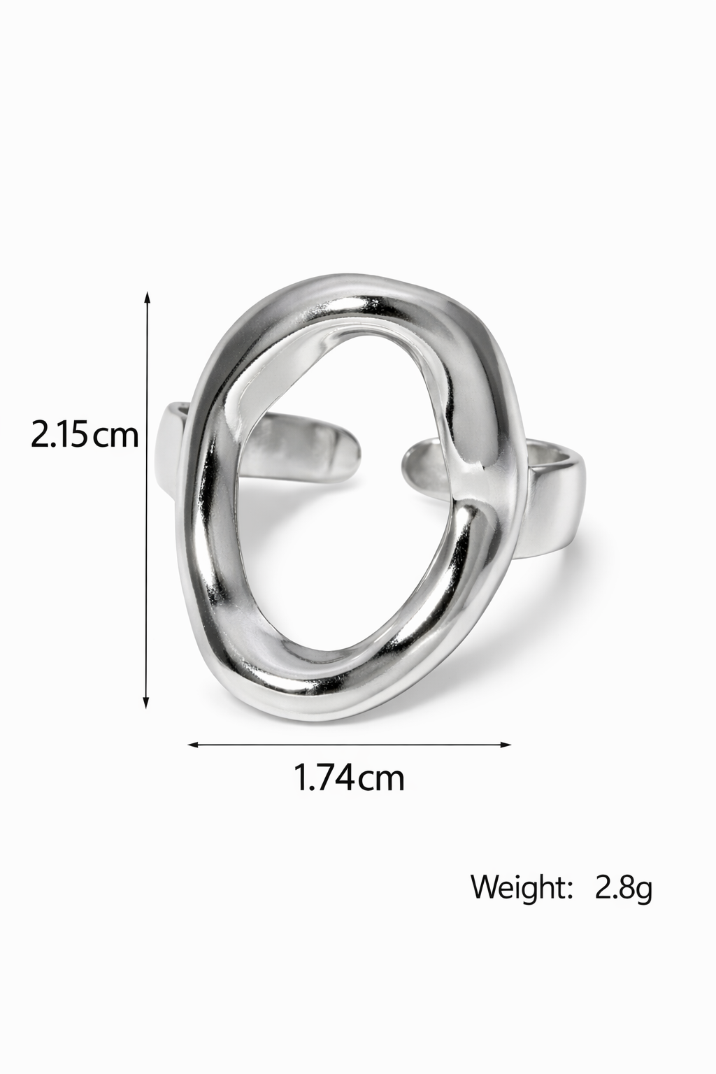 Anillo ovalado plateado acero inoxidable