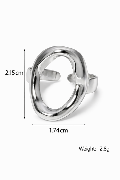 Anillo ovalado plateado acero inoxidable