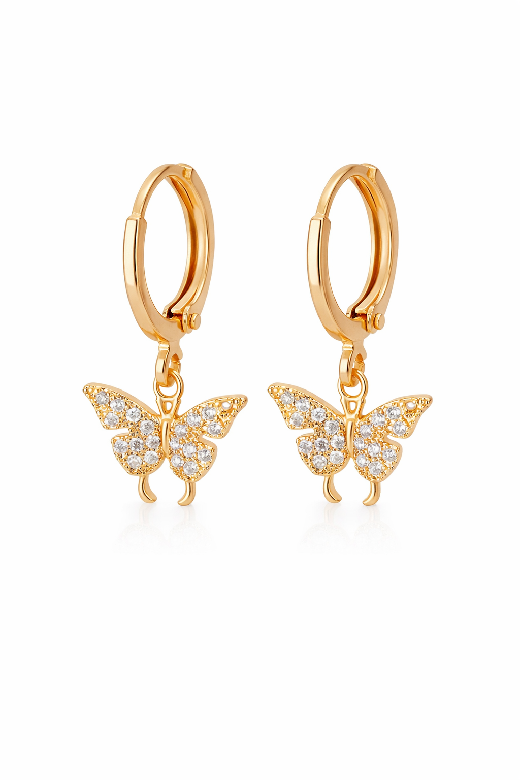 Huggies mariposas con zirconias acero inoxidable