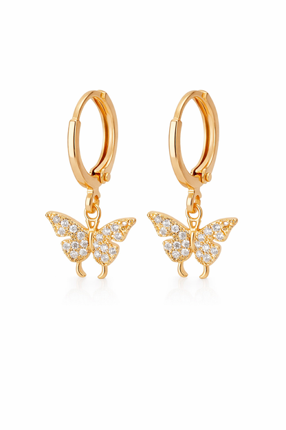 Huggies mariposas con zirconias acero inoxidable