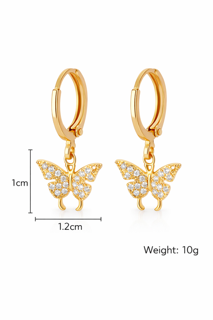 Huggies mariposas con zirconias acero inoxidable