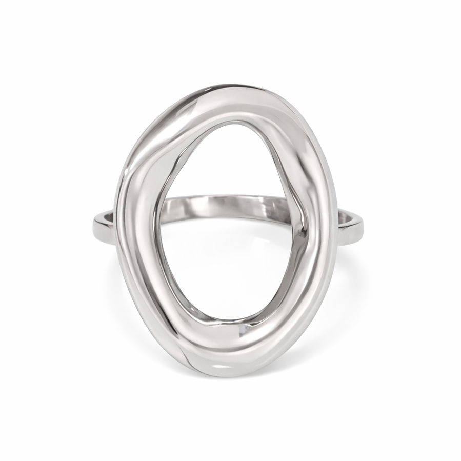 Anillo Chunky ovalado plateado acero inoxidable