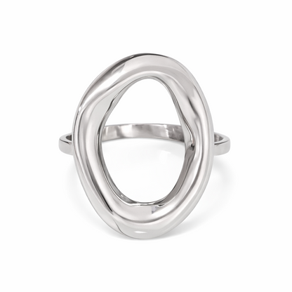 Anillo Chunky ovalado plateado acero inoxidable