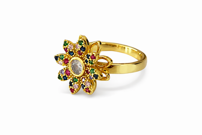 Anillo giratorio flor acero inoxidable