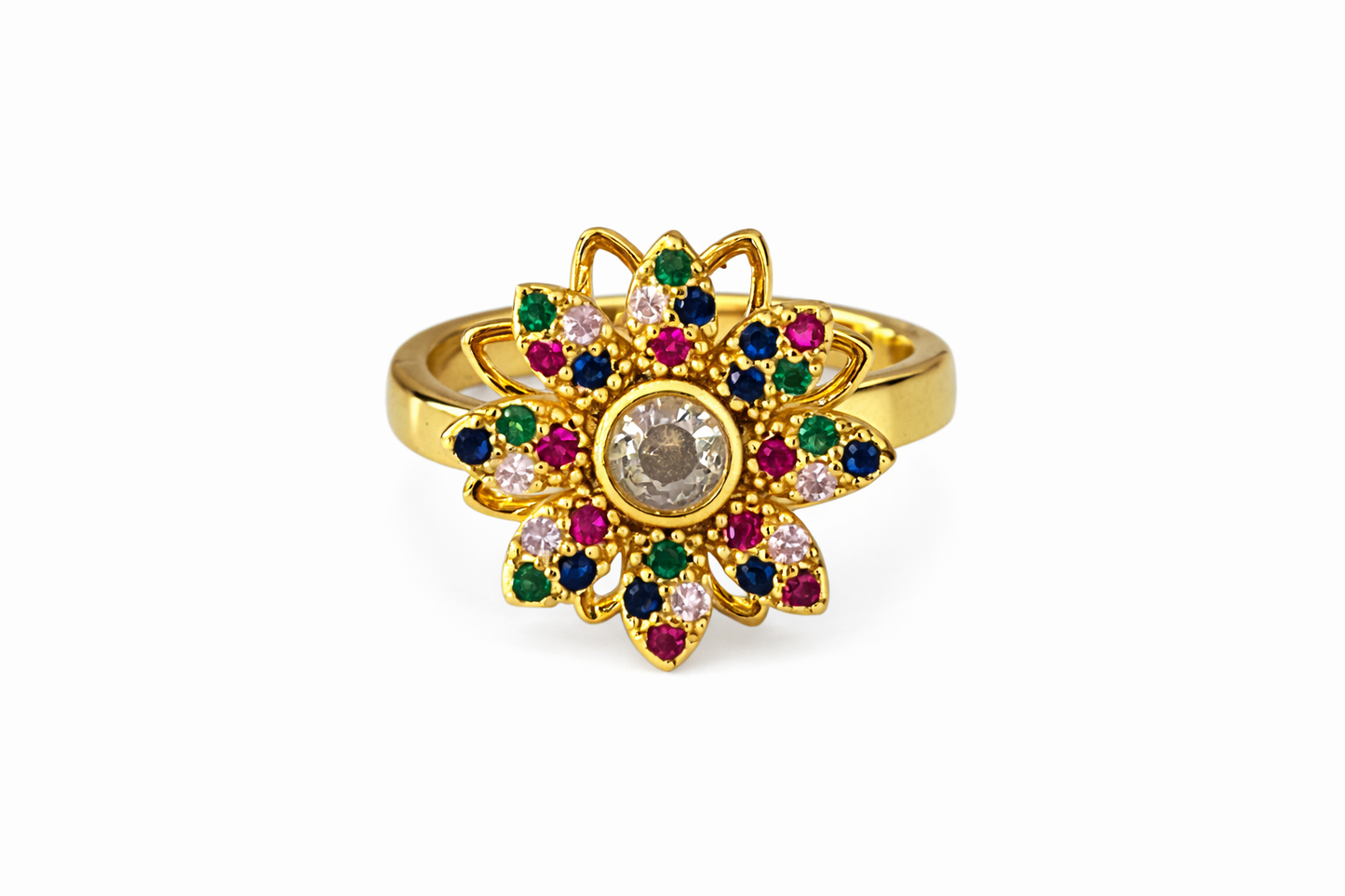 Anillo giratorio flor acero inoxidable