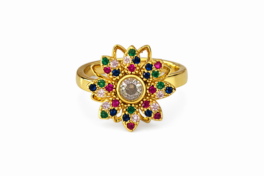 Anillo giratorio flor acero inoxidable