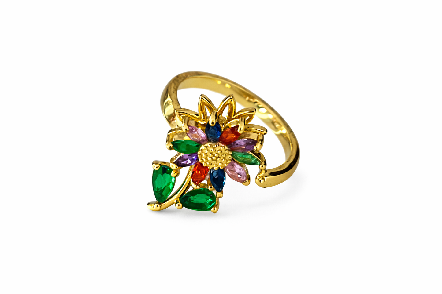 Anillo flor completa acero inoxidable