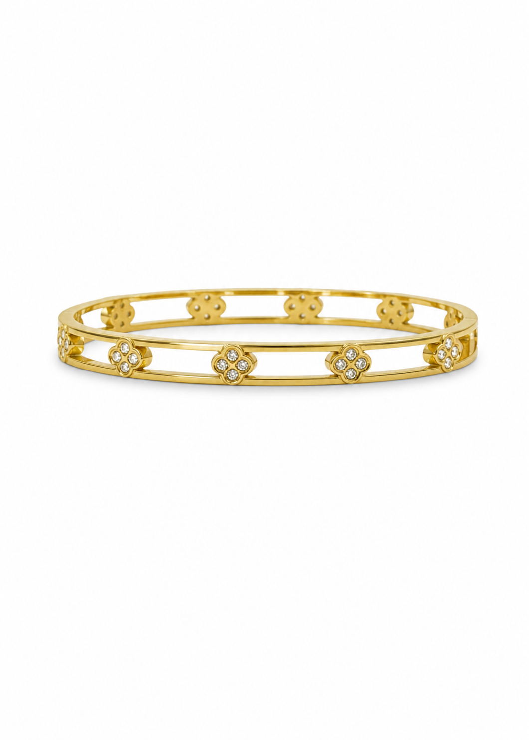 Pulsera esclava delgada con flores y zirconias acero inoxidable