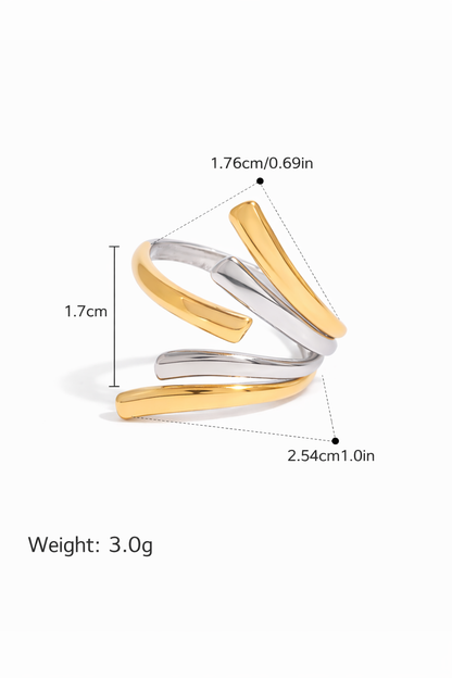 Anillo wrap dorado & plateado acero inoxidable