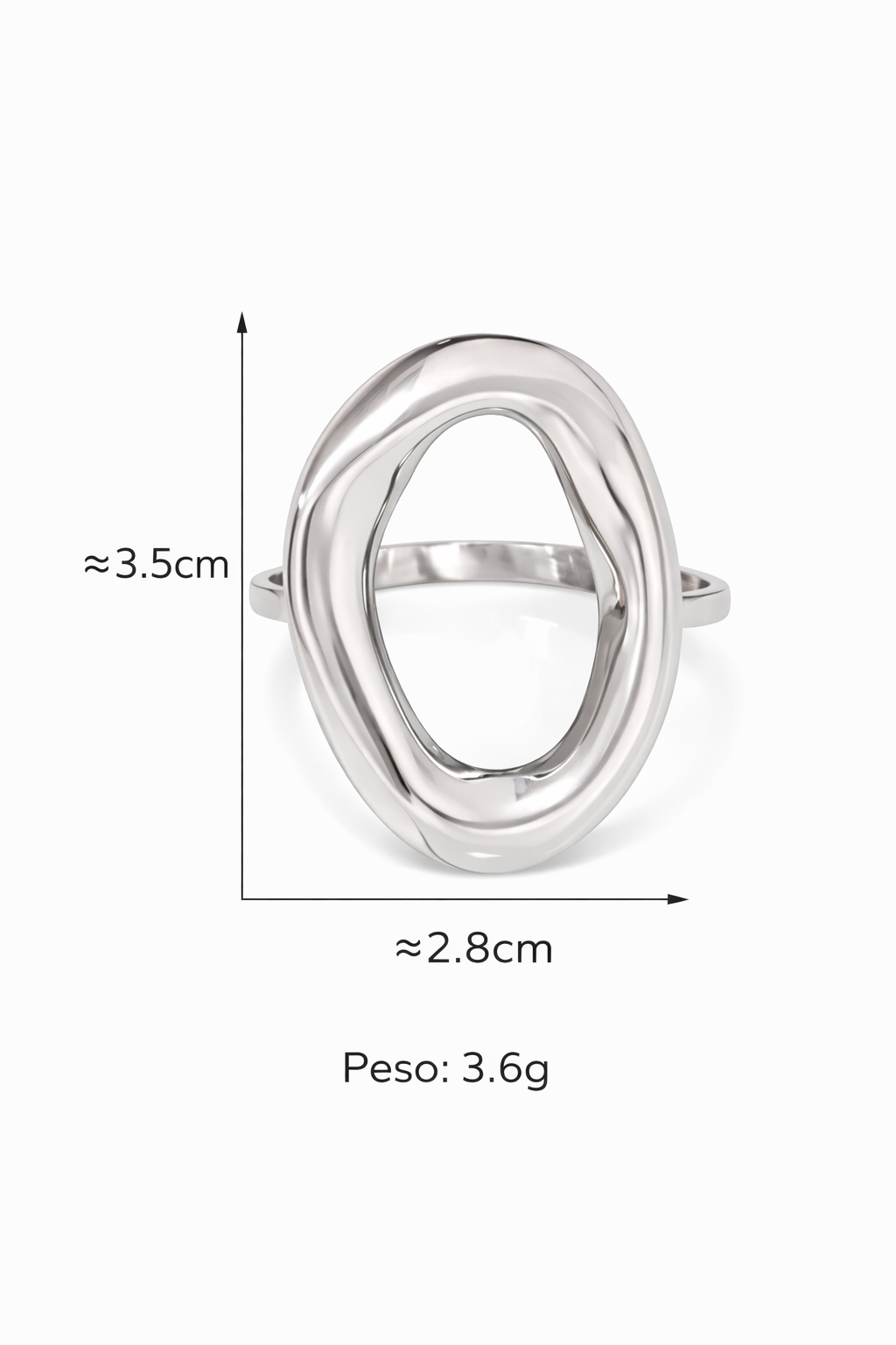 Anillo Chunky ovalado plateado acero inoxidable