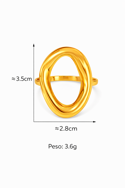 Anillo Chunky ovalado grande acero inoxidable